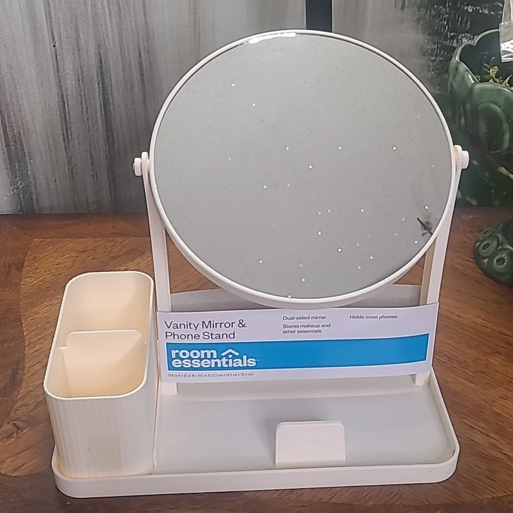 New with tags! Room Essentials Cream Vanity Mirror & Phone Stand with tray